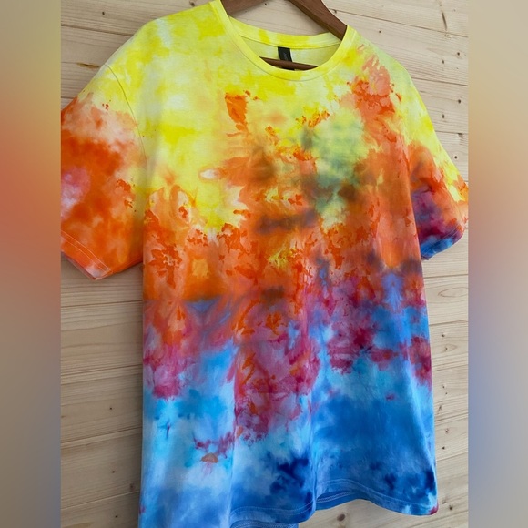 NEW Unisex GILDAN Large Handmade Ice Tie-Dye Soft Style T-Shirt Sun-Kissed Surf - Picture 3 of 8